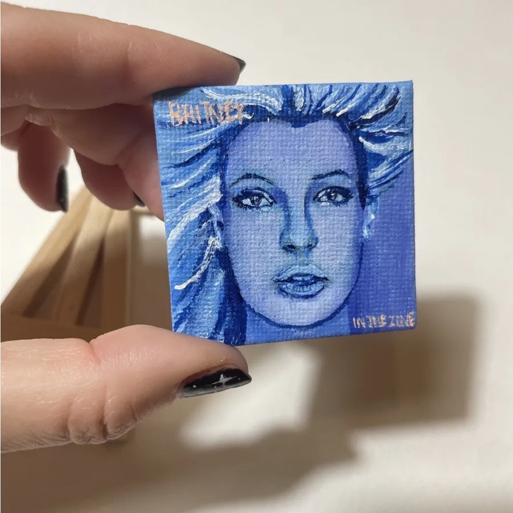 Britney Spears In The Zone Rare Miniature Fan Art Painting Canvas Doll House